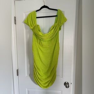 Pretty Little Things Off the Shoulder Green Sequin Dress